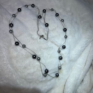 “RMN” “VINTAGE” Silver and light Grey Faux Pearl Necklace